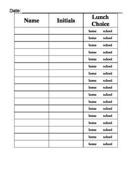 Attendance and Lunch Count Sign In Sheet by ARTabc | TpT