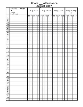attendance chart editable all year 2017 2018 by kindergarten to middle
