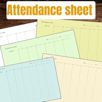 Preview of Attendance sheet for teacher-Record Monthly color multiple printable