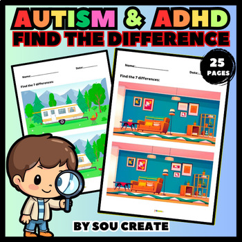 Preview of Autism and ADHD Find the Difference Exercises - Cognitive Stimulation