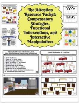 Preview of Attention Manipulatives & Activity Cards, Functional Tx, & Compensatory Strat's