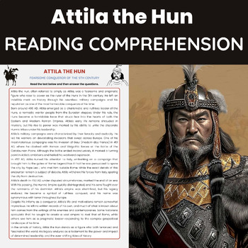 Preview of Attila the Hun Biography Reading Comprehension | King of the Huns