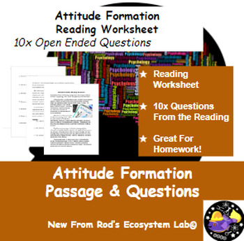 Preview of Attitude Formation in Psychology Reading Worksheet **Editable**