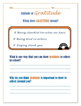 Preview of Attitude of Gratitude Color Worksheet