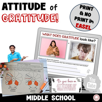 Preview of Attitude of Gratitude Lessons Activities Middle School Thanksgiving