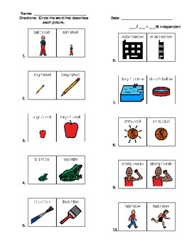 Preview of Attributes / Adjectives Worksheet