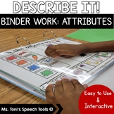 Attributes Binder Work | Describing | Autism | Special Education