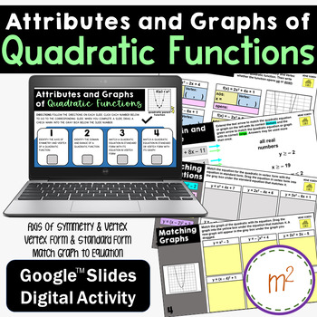 Preview of Attributes and Graphs of Quadratic Functions Google Slides Activity