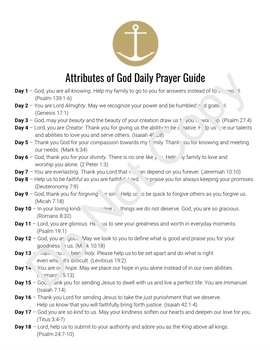 Attributes of God Daily Prayer Guide by Speech LAB Store | TPT