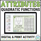 Attributes of Quadratic Functions from Graphs Activity - P