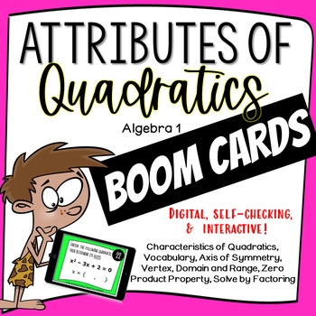 Preview of Attributes of Quadratic Functions Boom Cards