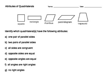 Preview of Attributes of Quadrilaterals