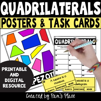Preview of Identifying Attributes of Quadrilaterals Posters and Task Card Activity