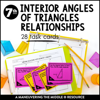 Preview of Interior Angles of Triangles Relationships Task Cards Activity