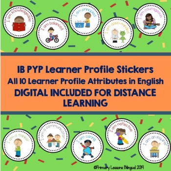 Preview of IB PYP Learner Profile Attributes Stickers and Coupons NOW DIGITAL!
