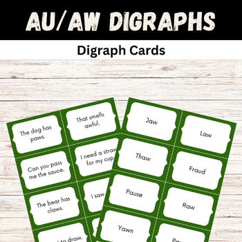 Preview of Au/ Aw digraph cards