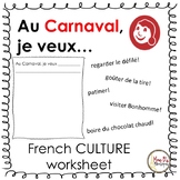 Au Carnaval.... (Grade 5 Core French CULTURE worksheet)