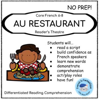 Preview of Core French Play: Au Restaurant French Reading Speaking Activities (skit)
