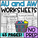 Au and Aw Worksheets: Cut and Paste Sorts, Cloze, Read and