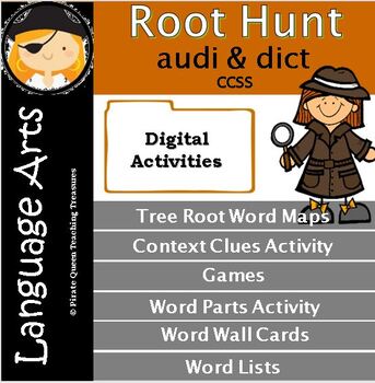 Preview of Audi, Dict Root Clues/CCSS Aligned/Digital Activity