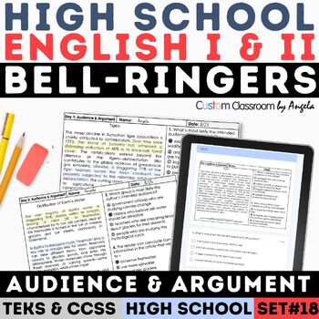 Preview of STAAR Intended Audience Authors Claim Argument Evidence Bell Ringers High School