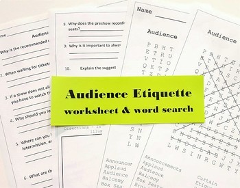 Preview of Audience Etiquette Worksheet and Word Search