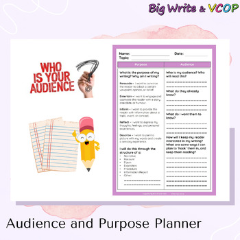 Preview of Audience and Purpose Planning Template