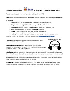 Preview of Audio Editing Lesson Plan for Middle School Students, Two Class Plans