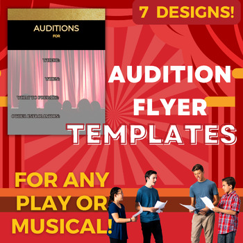 Preview of Audition Flyer Templates for Any School Play or Musical Theater Production