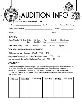 Preview of Audition Form