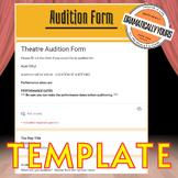 Auditions Form (Google Form Template) Customizable Online 