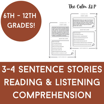 Preview of Listening Comprehension Short Stories Speech Therapy, Special Ed, ESL, ELA