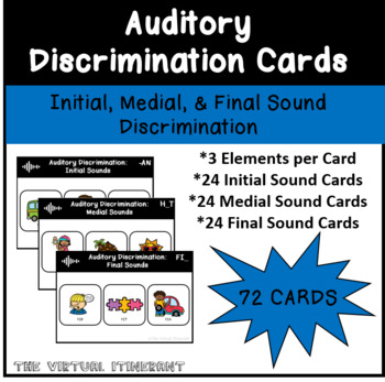 Preview of Auditory Discrimination Cards: Initial, Medial, & Final Sounds