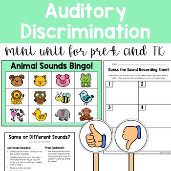 Preview of Auditory Discrimination Mini Unit for Pre-K, TK, and Kindergarten
