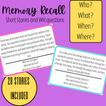 Preview of Auditory Memory with Short Stories and WH Questions