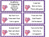 Auditory Processing - 3 Word Sentence Recall