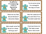 Auditory Processing Cards - 4 Word Sentence Recall