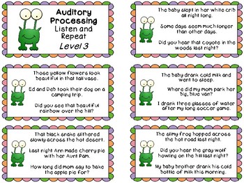 Preview of Auditory Processing Cards - Listen and Repeat - Level 3