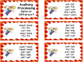 Preview of Auditory Processing Cards - Same or Different