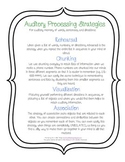 Auditory Processing Strategies for Auditory Memory of Word