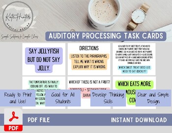 Preview of Auditory Processing Task Cards_ Executive Functioning Skills
