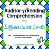 Auditory/Reading Comprehension for Differentiated Levels #2