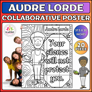 Preview of Audre Lorde Collaborative Coloring Poster for Black & Women's History Months
