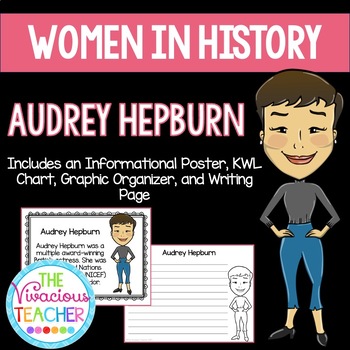 Preview of Audrey Hepburn ~ Women in History (Poster, KWL Chart, Graphic Organizer, Prompt)