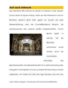 Preview of Auf nach Admont - Arbeitsblatt