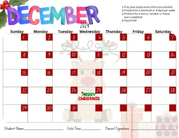 Preview of Aug-Dec 2024 Music Practice Calendars