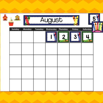 Aug & Sept Calendar For Smart Board - Crayon Theme By Plugged Into Pre-k