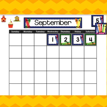 Aug & Sept Calendar for SMART Board - Crayon Theme by Plugged Into Pre-K