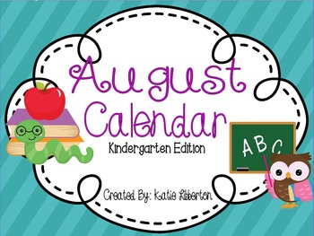 Preview of August Kindergarten ActivInspire Calendar