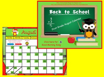 Preview of August First Grade Calendar for ActivBoard